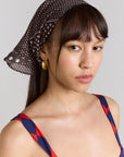 Fichu Triangulaire Spot Stripe Damson Madder - Ex - voto