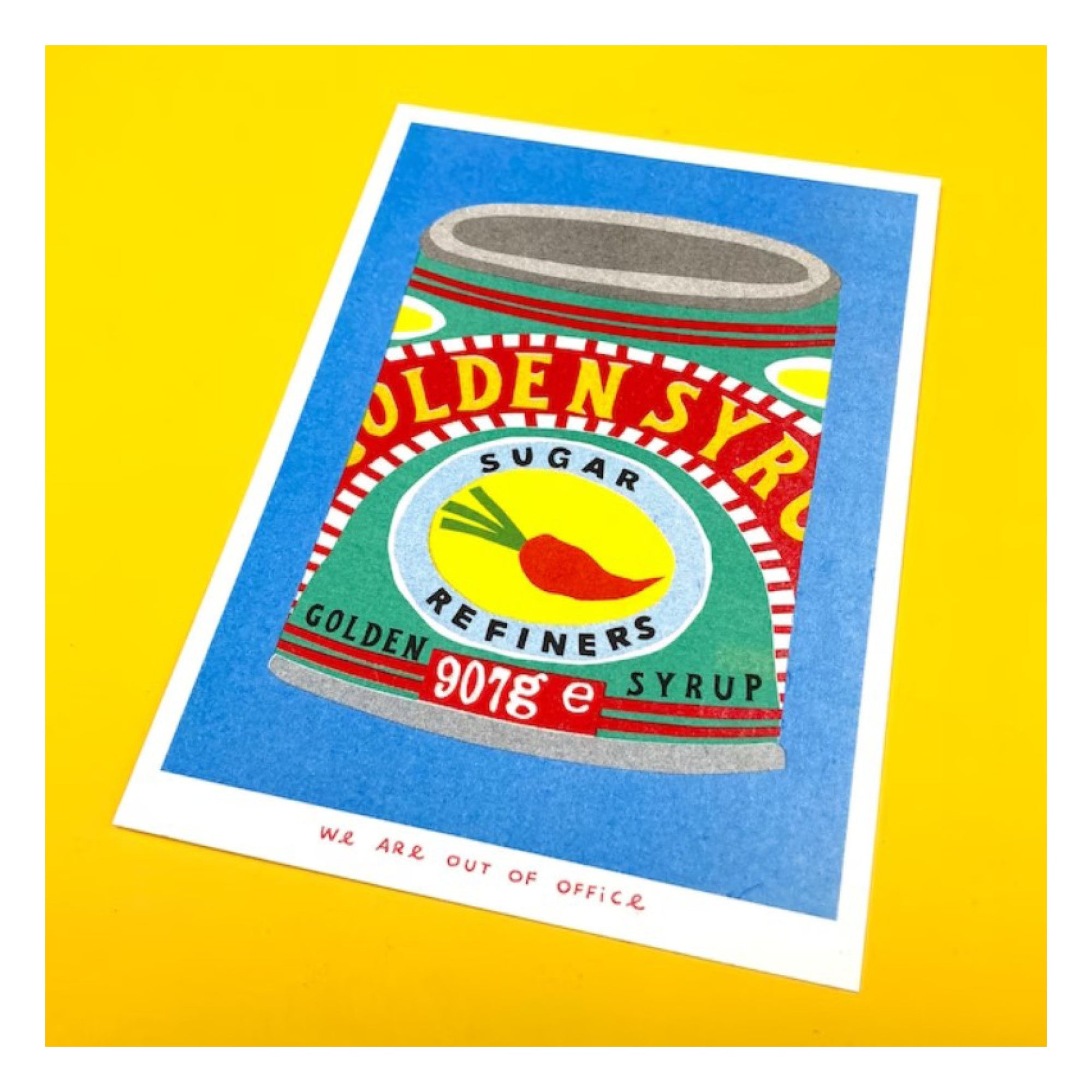 Affichette Riso Can of Golden Syrup 13 x 18 cm We Are Out of Office