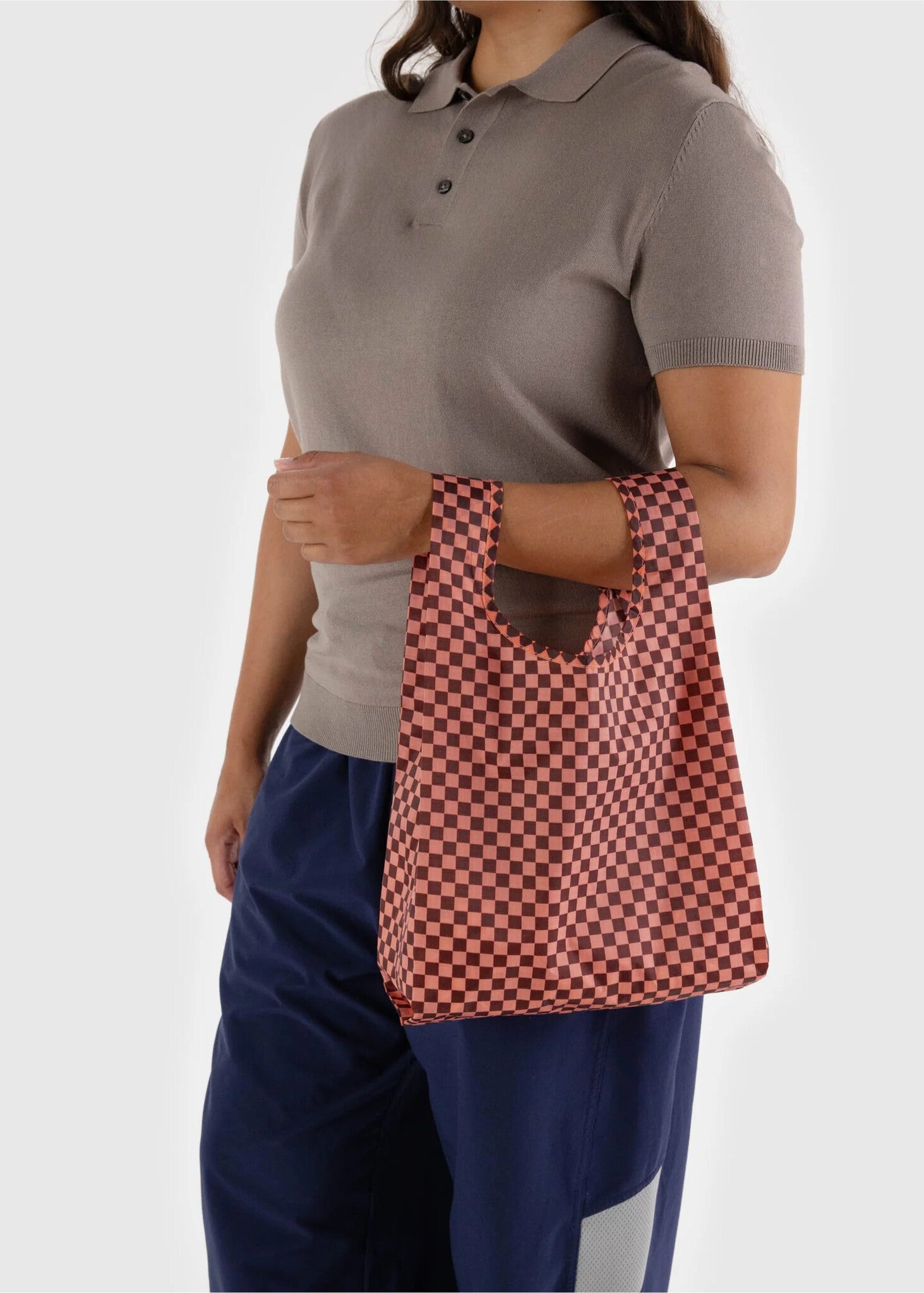 Sac Réutilisable Petit Baggu Pink Brown Check