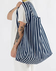 Sac Réutilisable Grand Baggu Navy Stripe