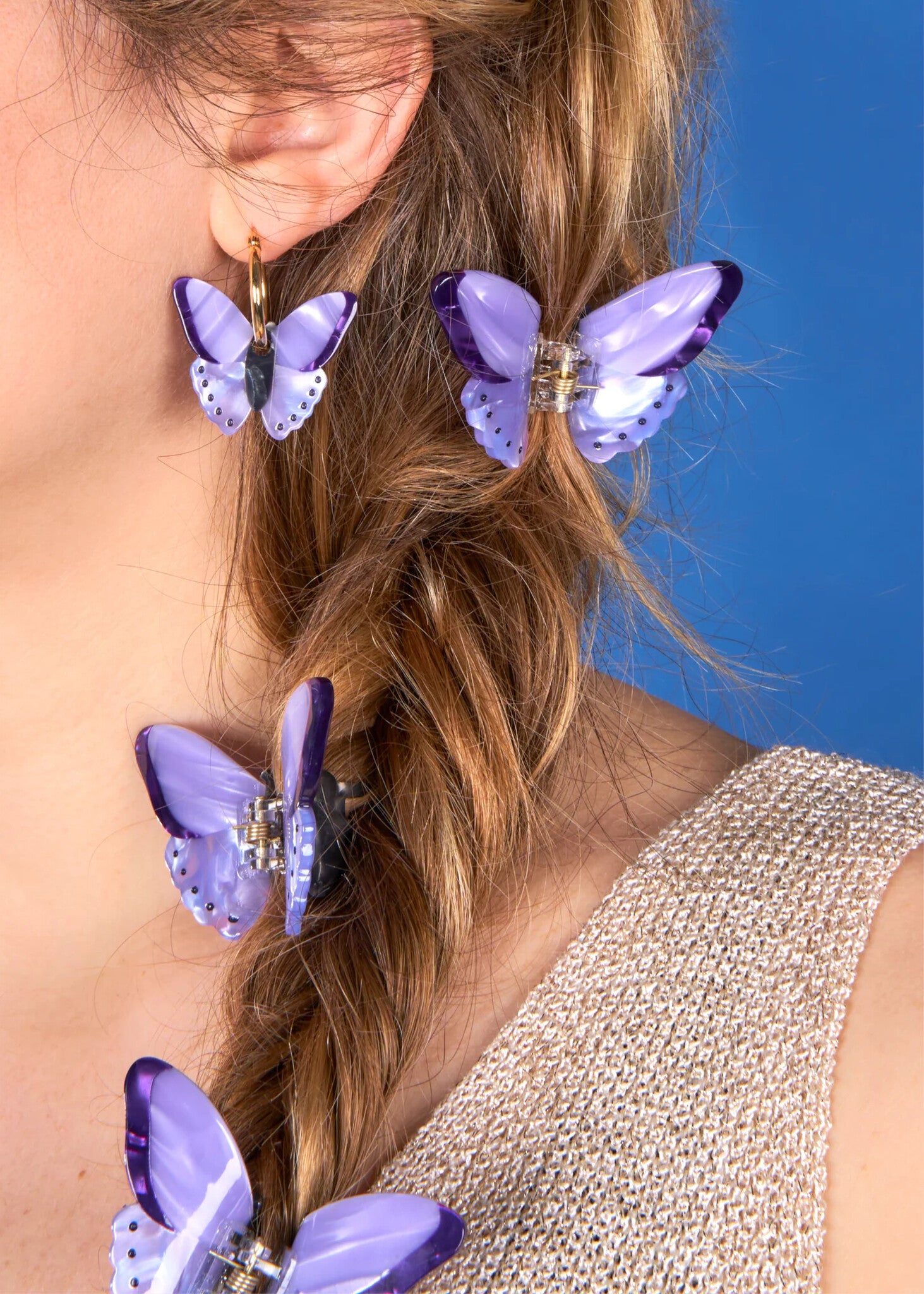 Boucles d&#39;oreilles Papillon Mauve Coucou Suzette