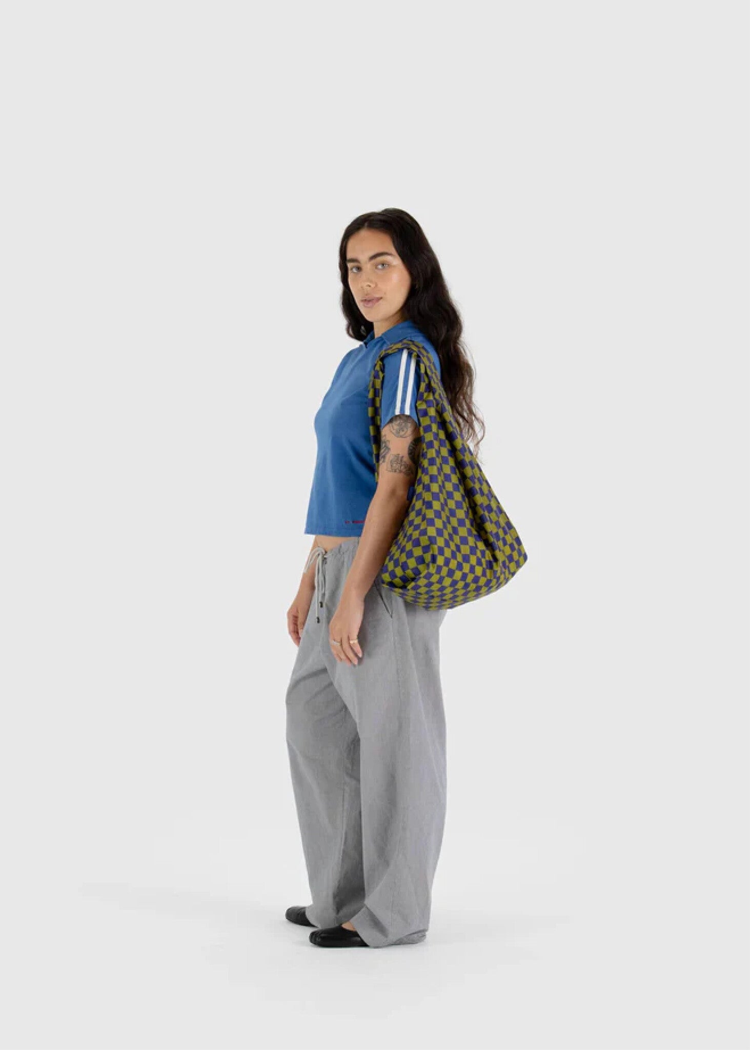 Sac Réutilisable Standard Baggu Pear Navy Check