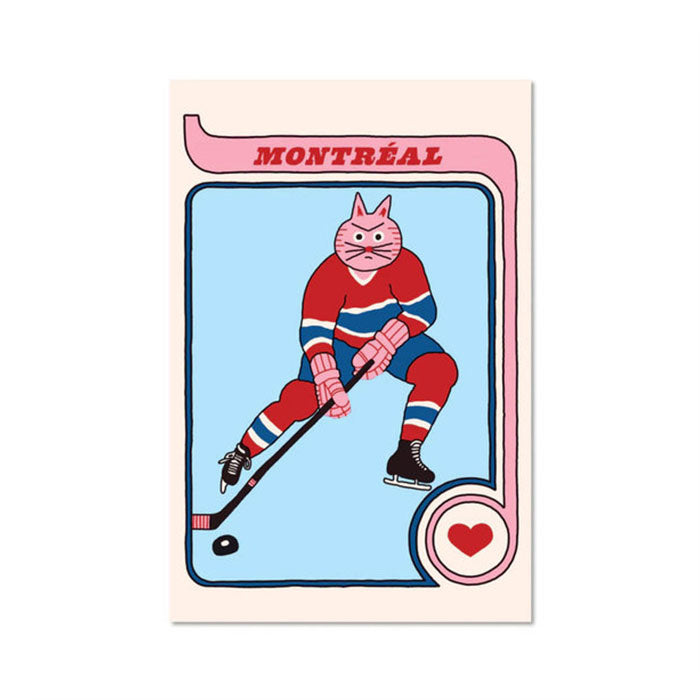 Carte Postale Chat Hockey Montréal Paperole