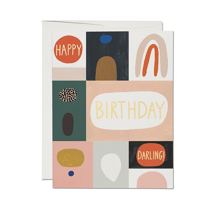 Carte de Souhaits Colour Block Birthday Red Cap Cards