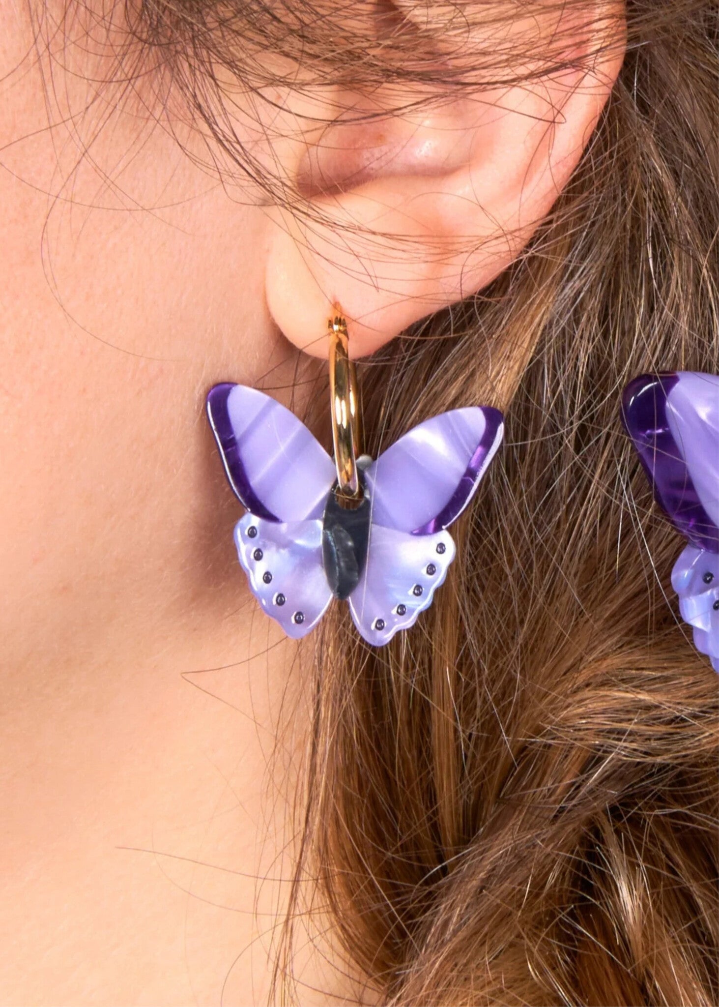 Boucles d&#39;oreilles Papillon Mauve Coucou Suzette