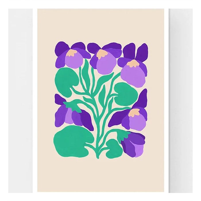 Affiche Liv Lee Blue Violets A4 12” x 8.25”