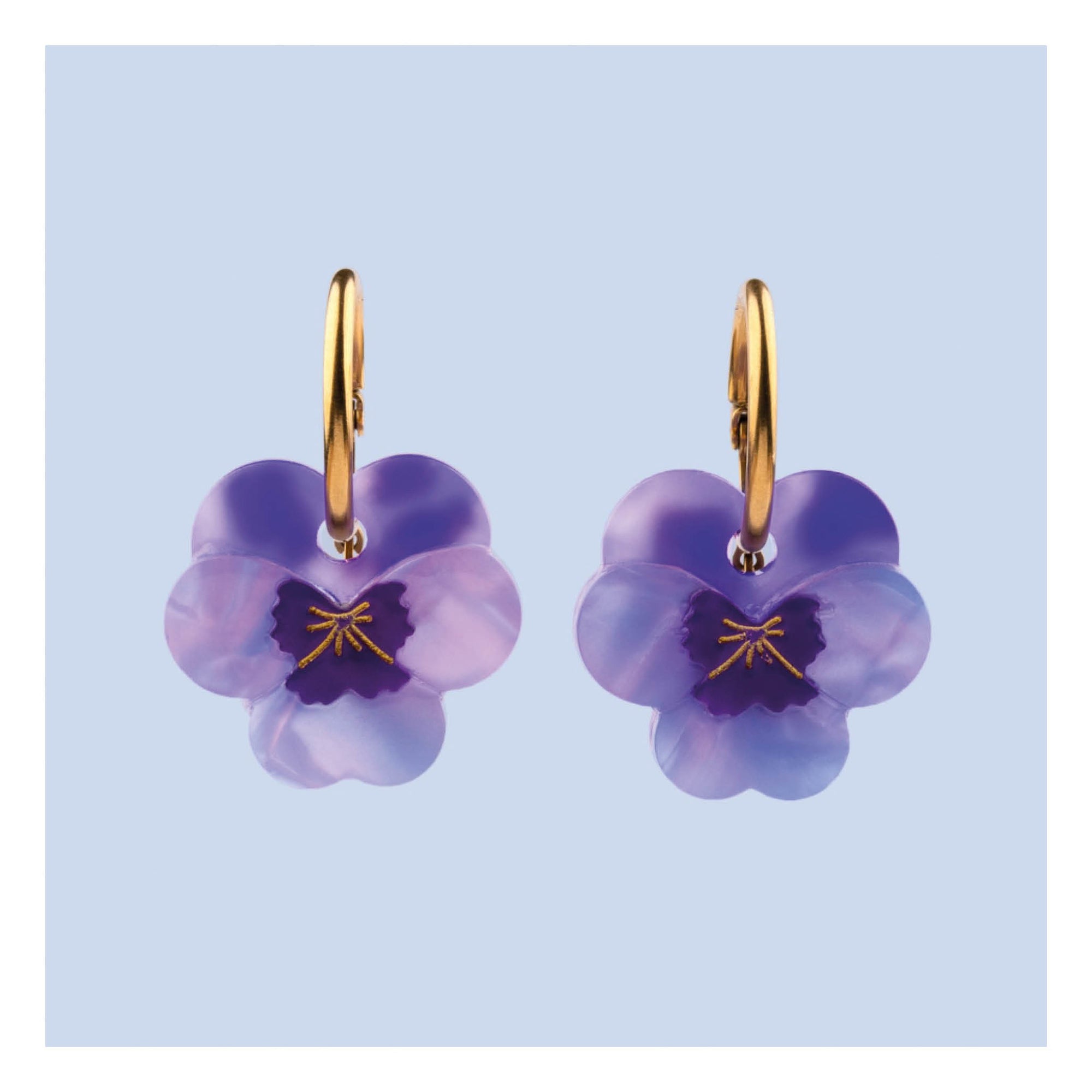 Boucles d&#39;oreilles Pensées Mauves Coucou Suzette