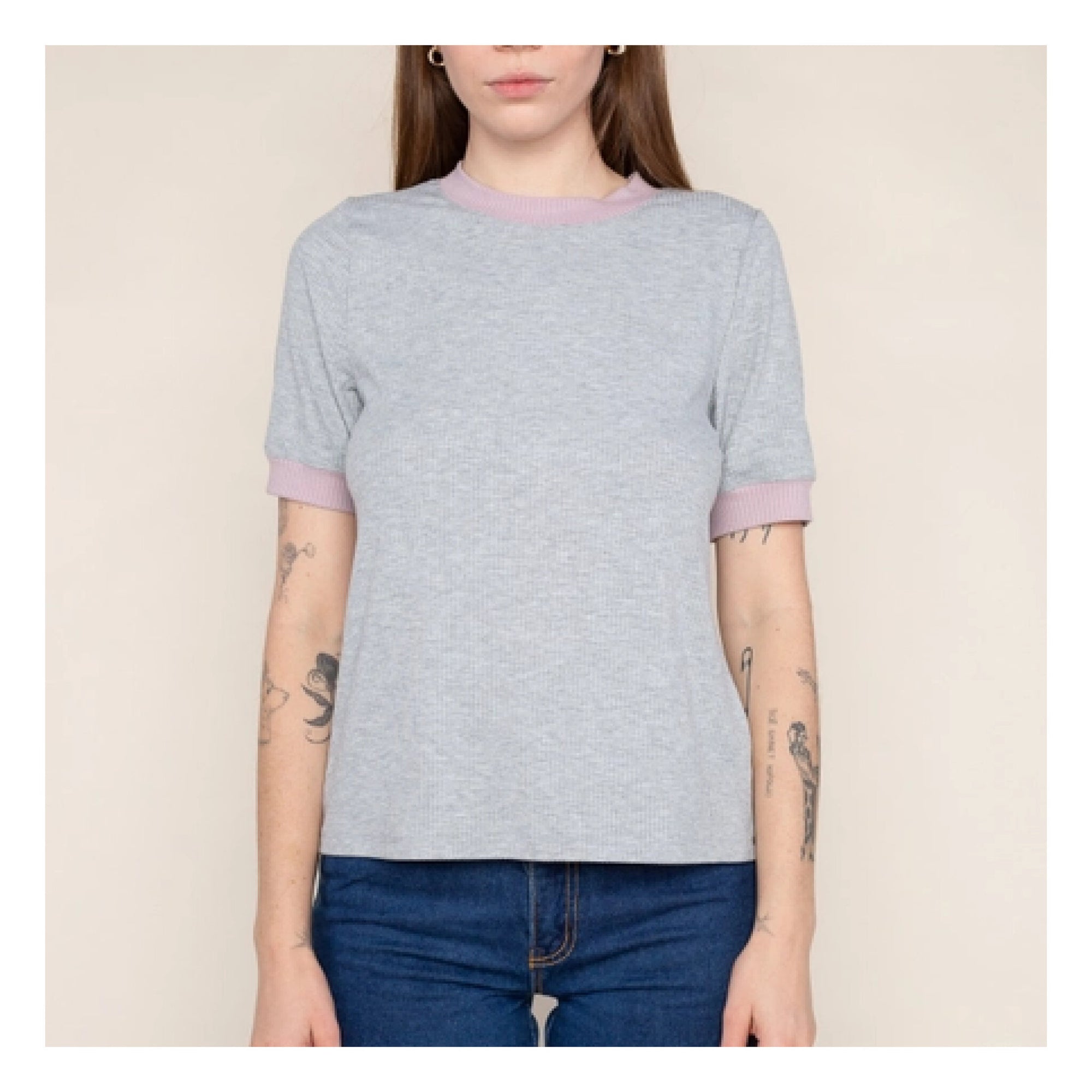 T-Shirt Caroline NLT Gris et Lavande SOLDE - Vente Finale