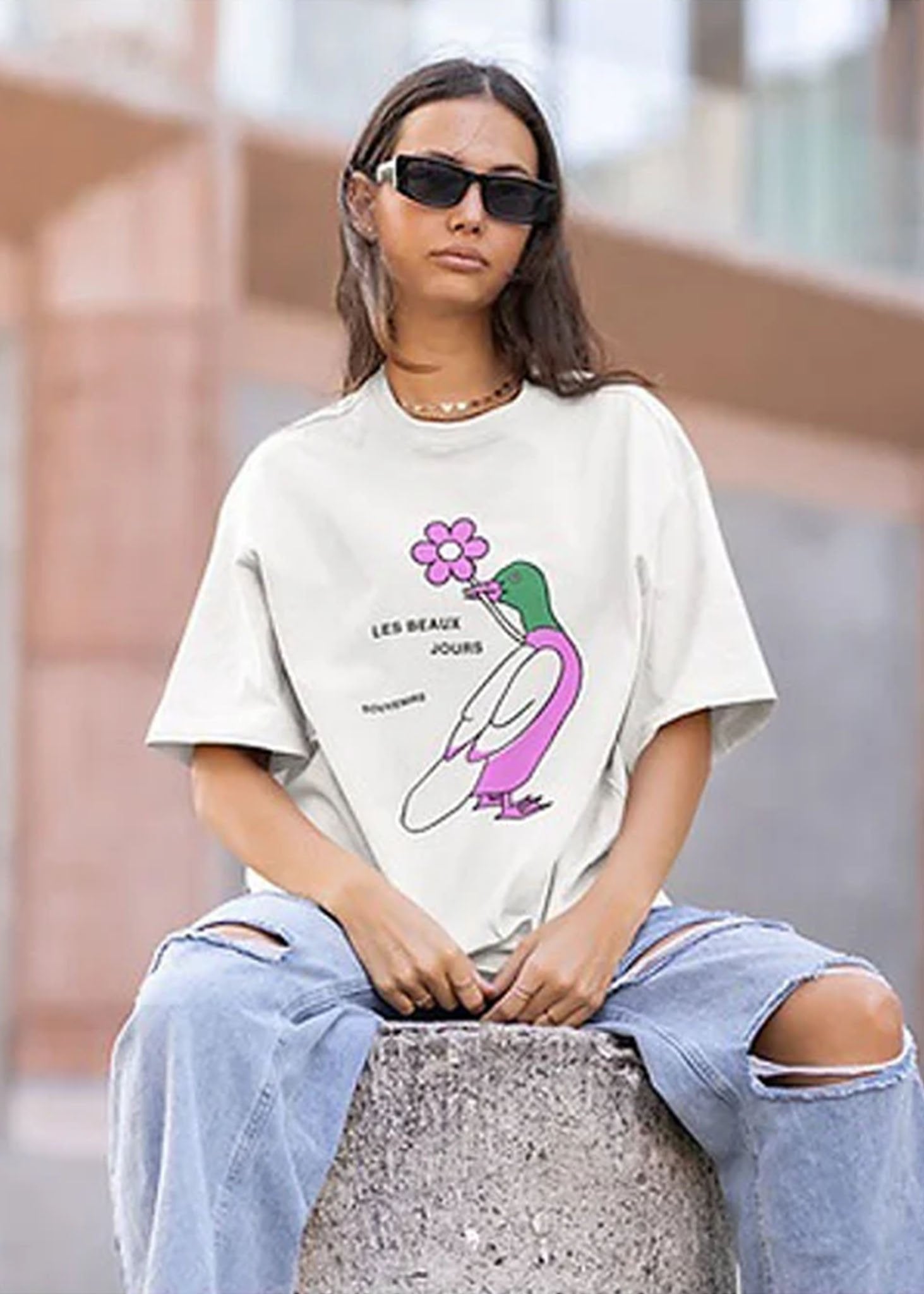 T-Shirt Blanc Canard Les Beaux Jours