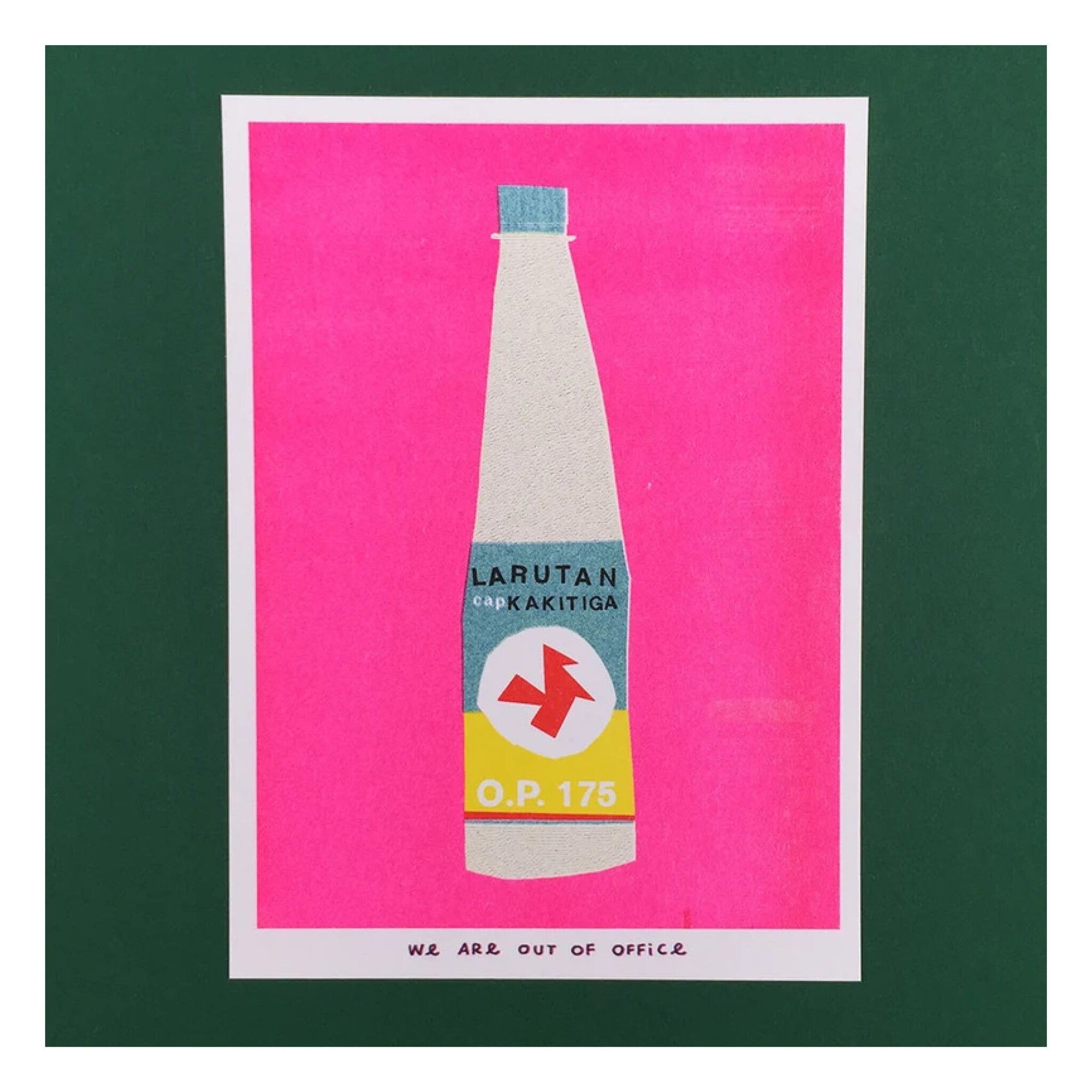 Affichette Riso Very Pink Bottle of Kakitiga 13 x 18 cm We Are Out of Office