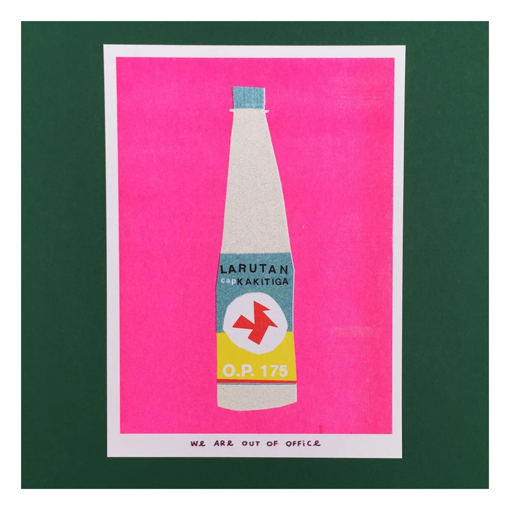 Affichette Riso Very Pink Bottle of Kakitiga 13 x 18 cm We Are Out of Office