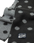 Foulard en Mérinos Réversible Pois Noirs et Gris Damson Madder - Ex-voto