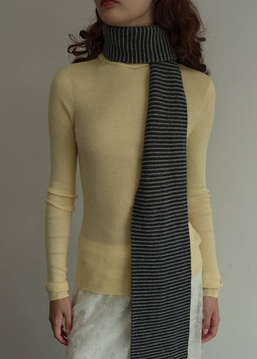 Foulard Rayé en Laine Noir et Blanc Sweetkama - Ex - voto