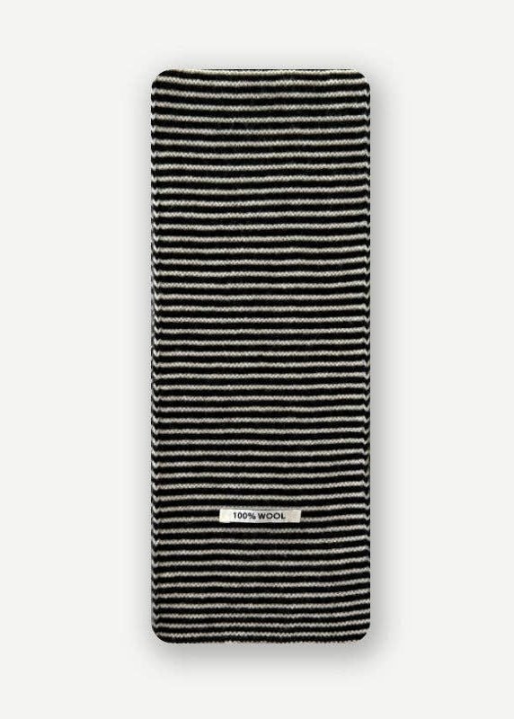 Foulard Rayé en Laine Noir et Blanc Sweetkama - Ex - voto