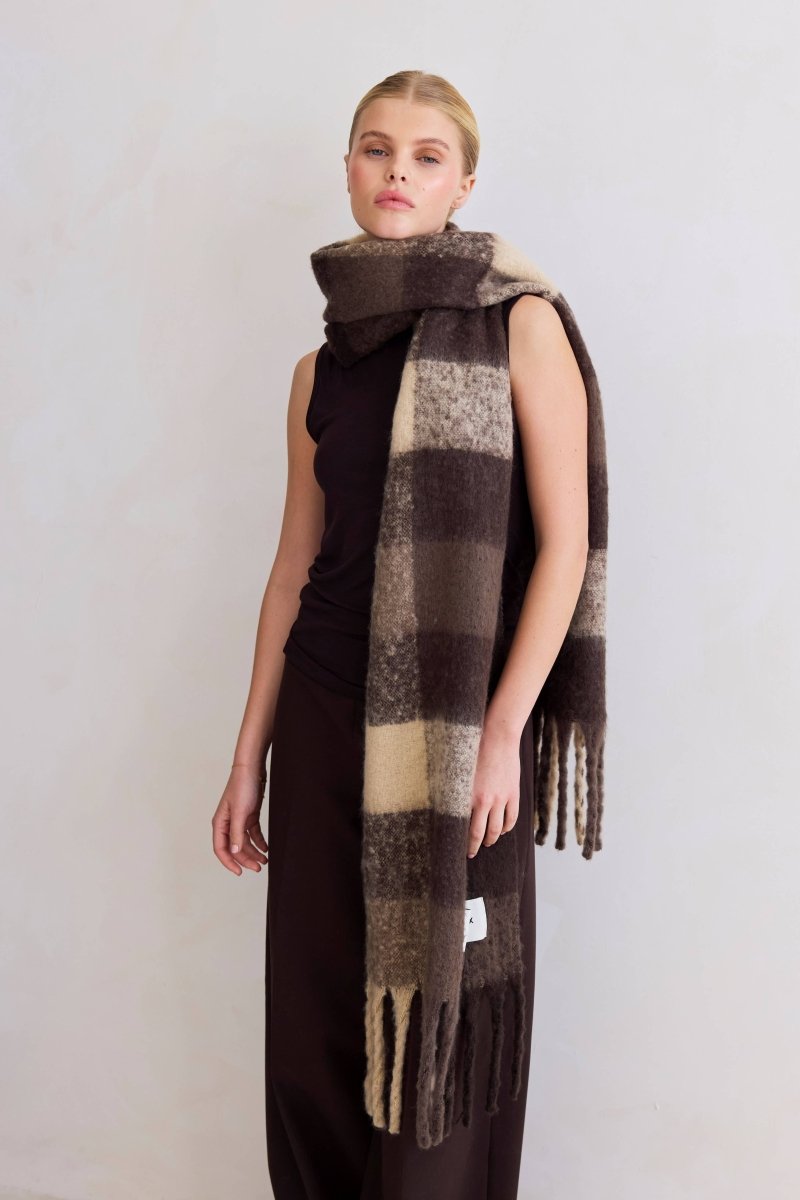 Foulard Reykjavik Carreaux Bruns Arctic Fox - Ex - voto