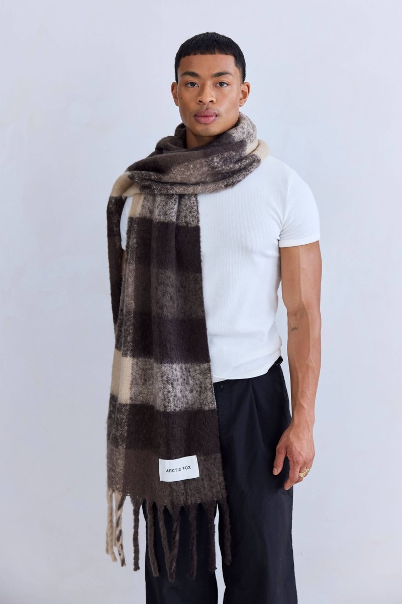 Foulard Reykjavik Carreaux Bruns Arctic Fox - Ex - voto