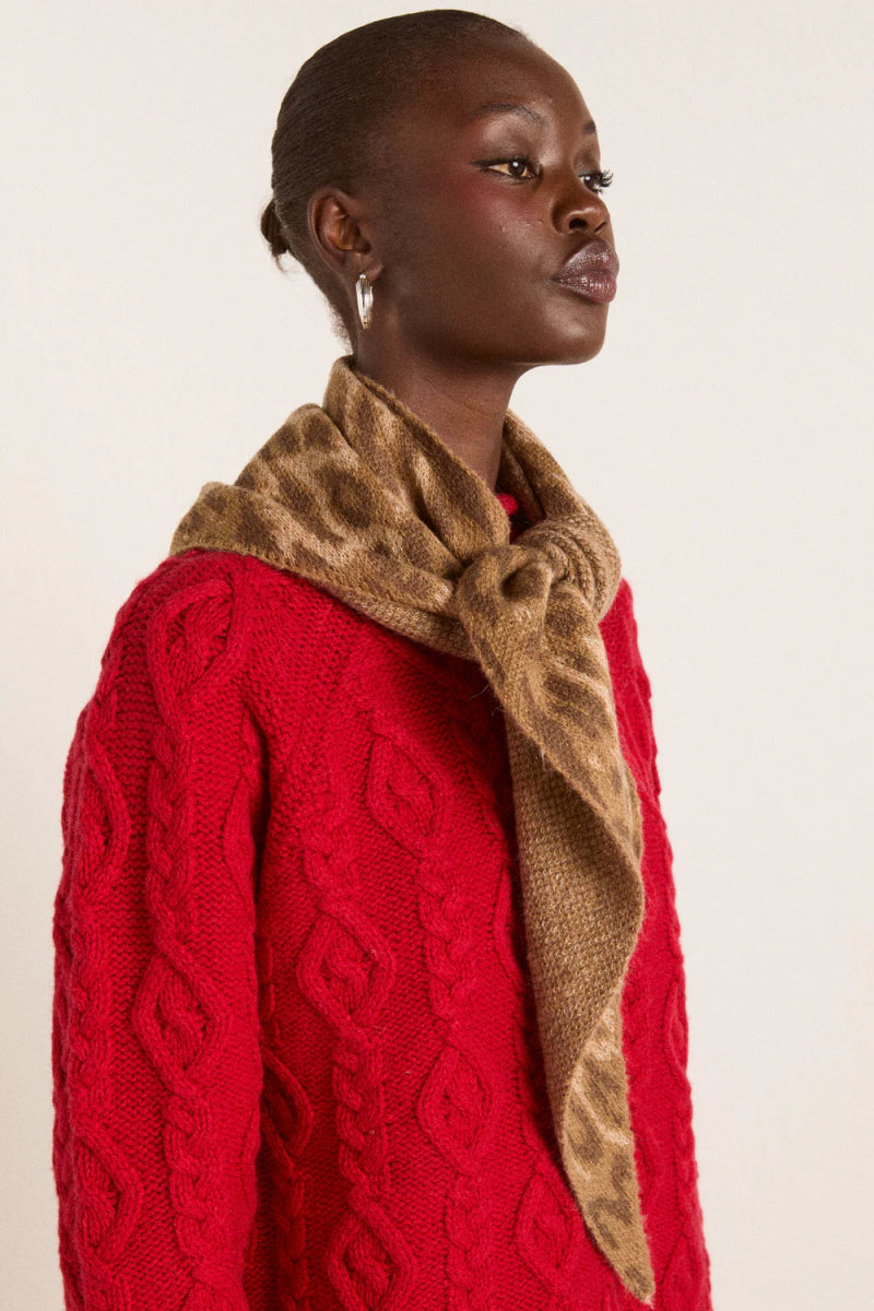 Foulard Triangulaire Damson Madder Léopard - Ex - voto