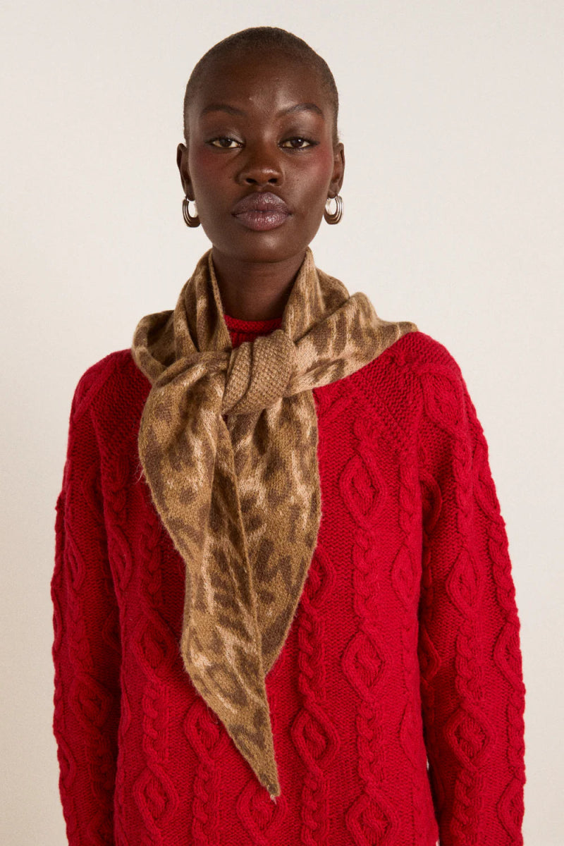 Foulard Triangulaire Damson Madder Léopard - Ex - voto
