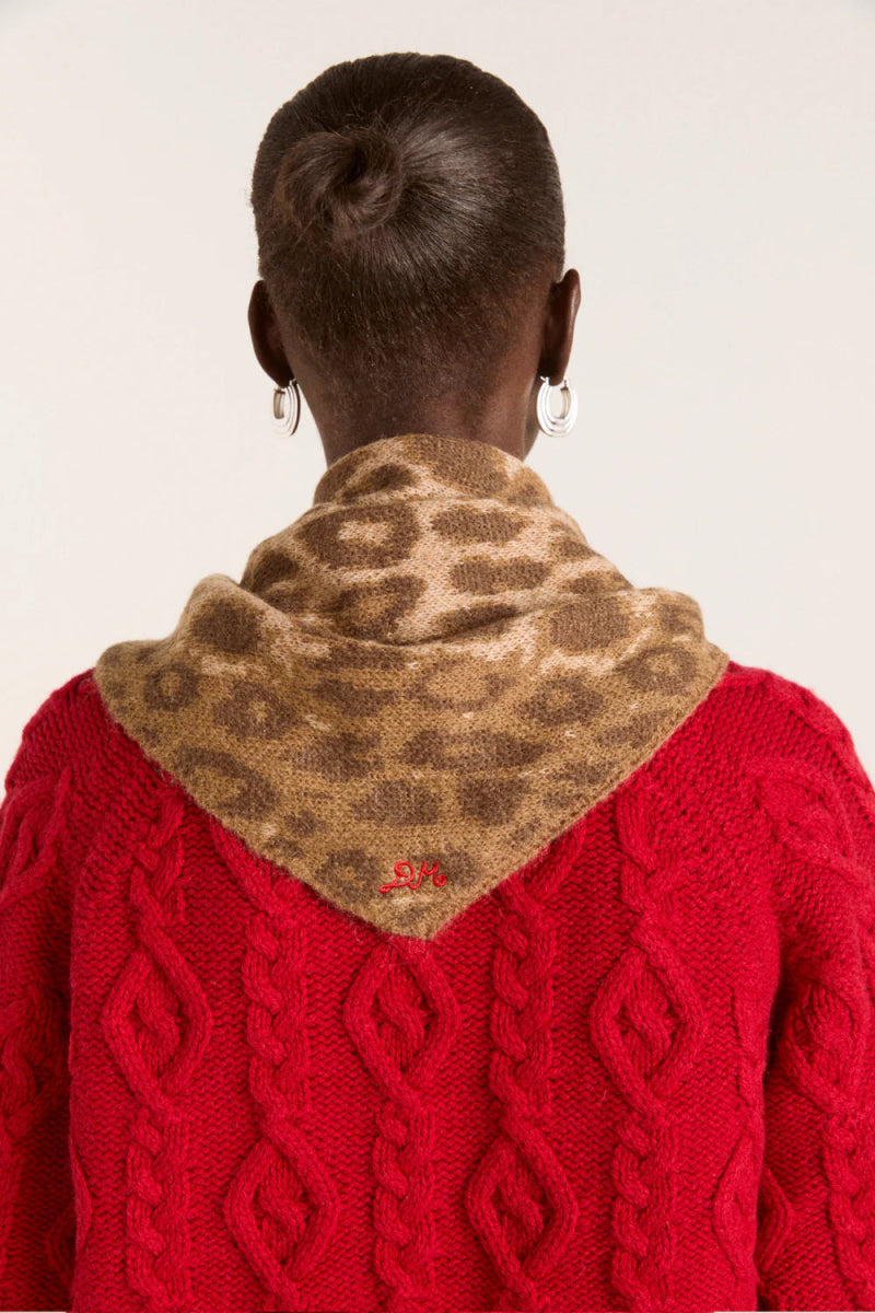 Foulard Triangulaire Damson Madder Léopard - Ex - voto