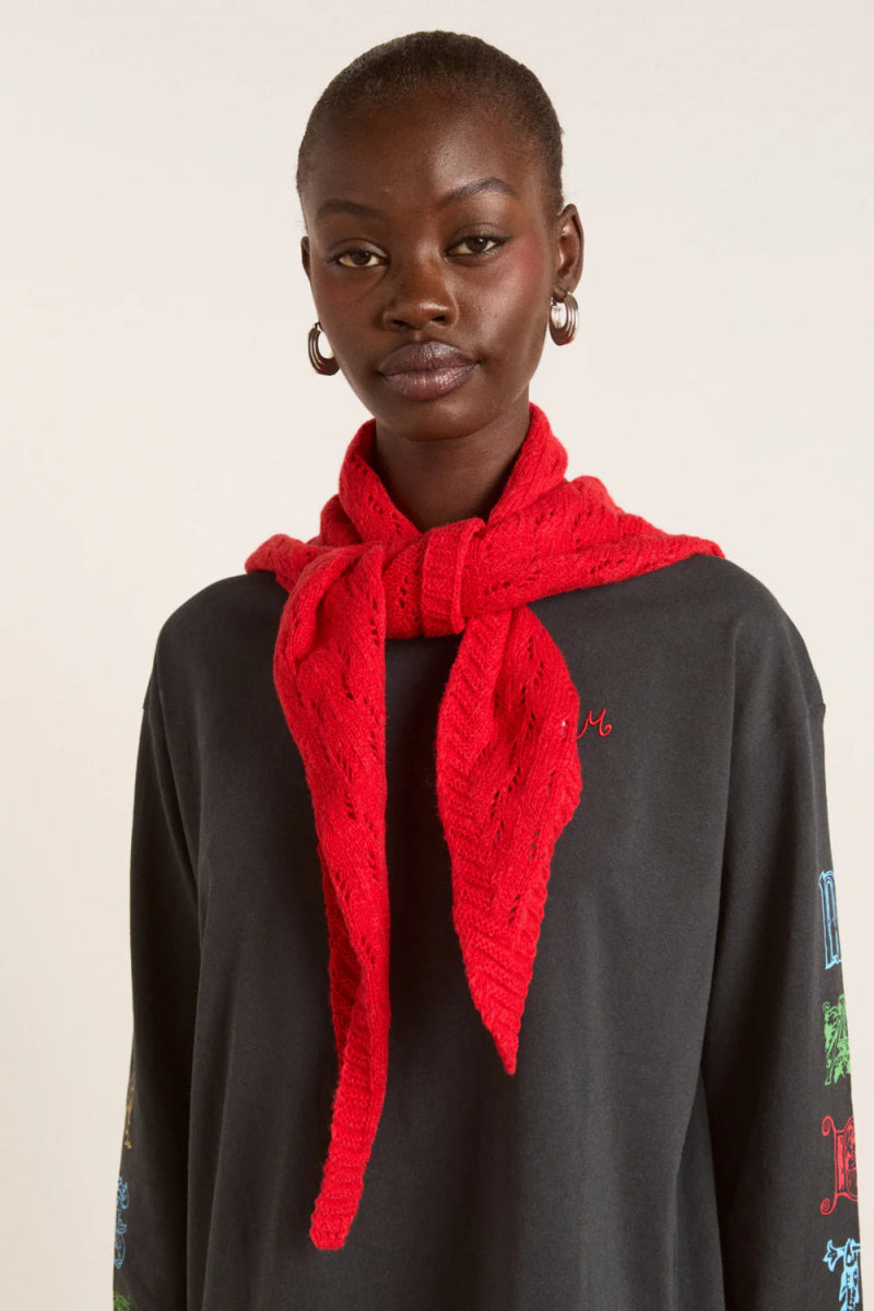 Foulard Triangulaire Damson Madder Pointelle Rouge - Ex - voto