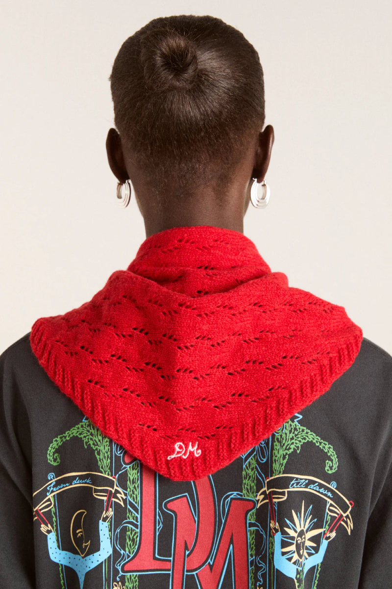 Foulard Triangulaire Damson Madder Pointelle Rouge - Ex - voto