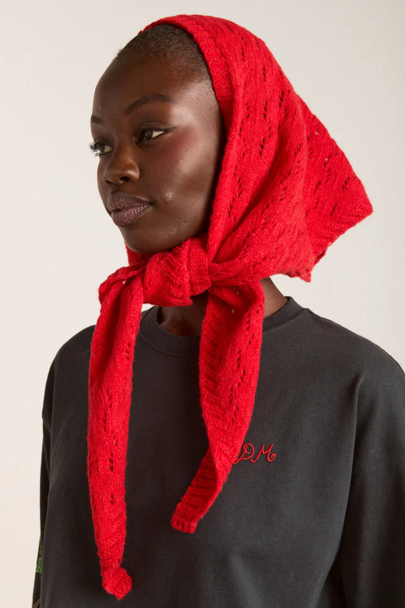 Foulard Triangulaire Damson Madder Pointelle Rouge - Ex - voto