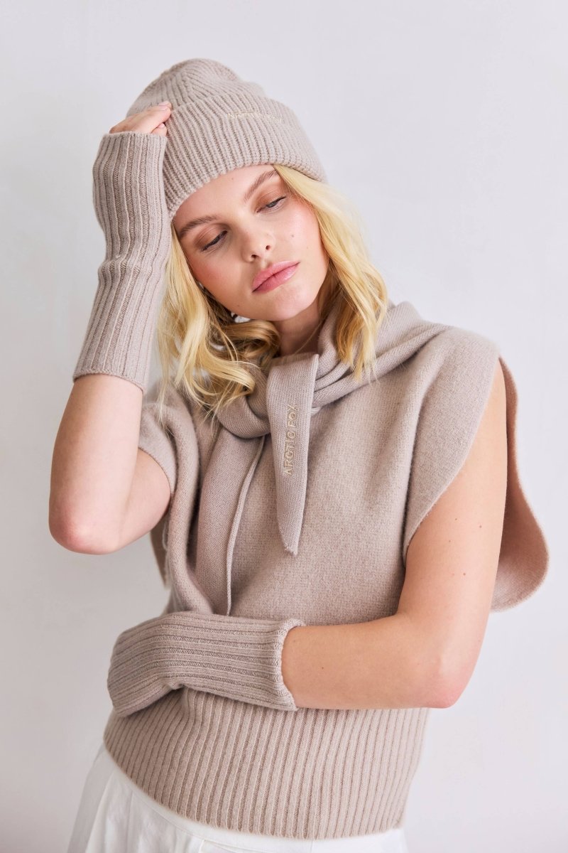 Foulard Triangulaire en Merino Taupe Arctic Fox - Ex - voto