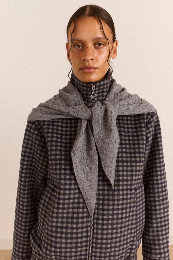 Foulard Triangulaire en Pointelle Gris Damson Madder - Ex-voto
