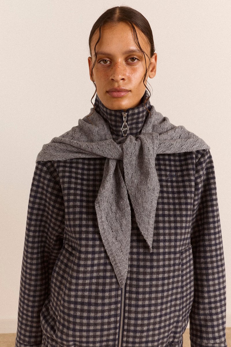Foulard Triangulaire en Pointelle Gris Damson Madder - Ex-voto