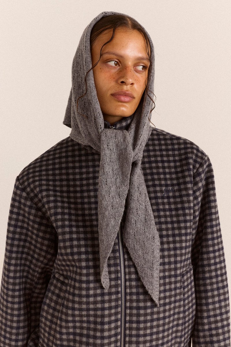 Foulard Triangulaire en Pointelle Gris Damson Madder - Ex-voto
