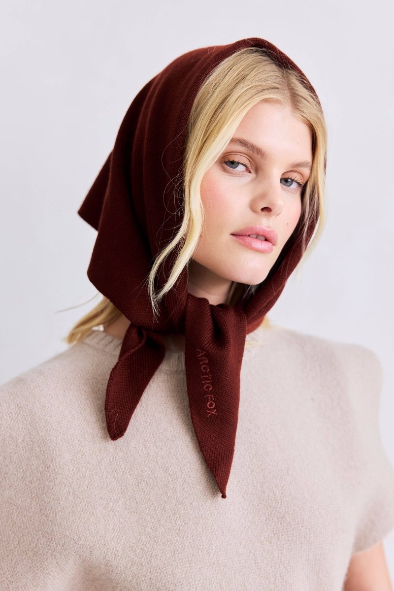 Foulard Triangulaire Merino Brun Foncé Arctic Fox - Ex - voto