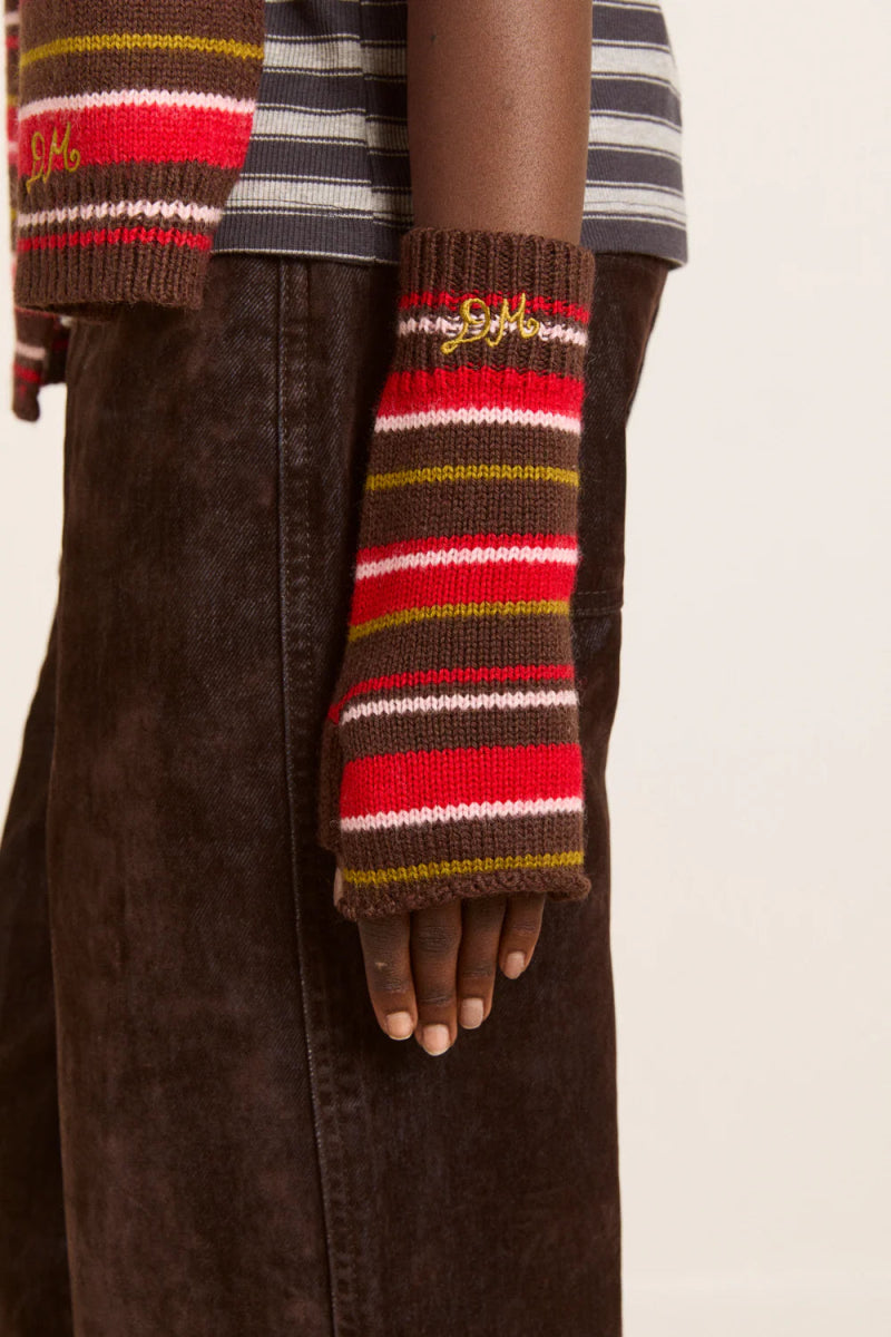 Gants Rayures Damson Madder Brun et Rouge - Ex - voto