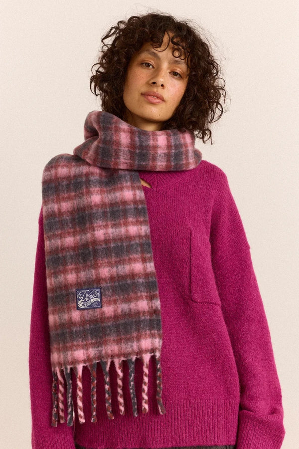 Grand Foulard Carreaux Magenta Damson Madder - Ex-voto