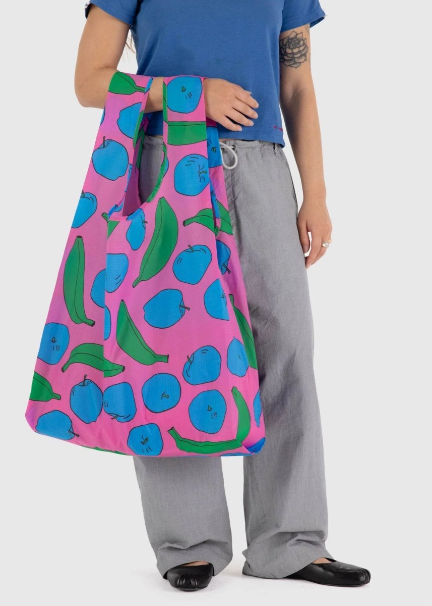 Grand Sac Réutilisable Baggu Pink Apples and Bananas - Ex - voto