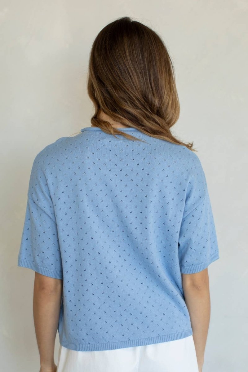 Haut Annalise Pointelle Bleu Things Between - Ex - voto