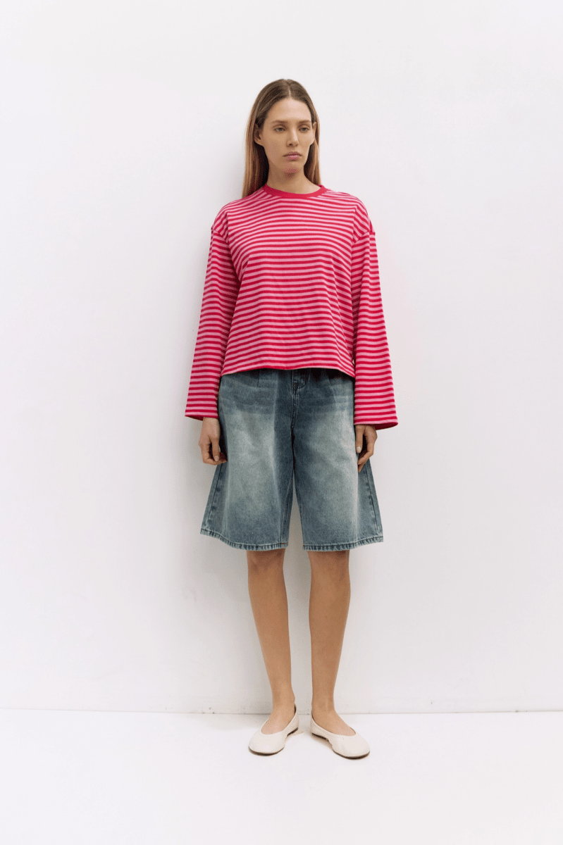 Haut Rayé Callahan All Row Rose et Rouge - Ex - voto