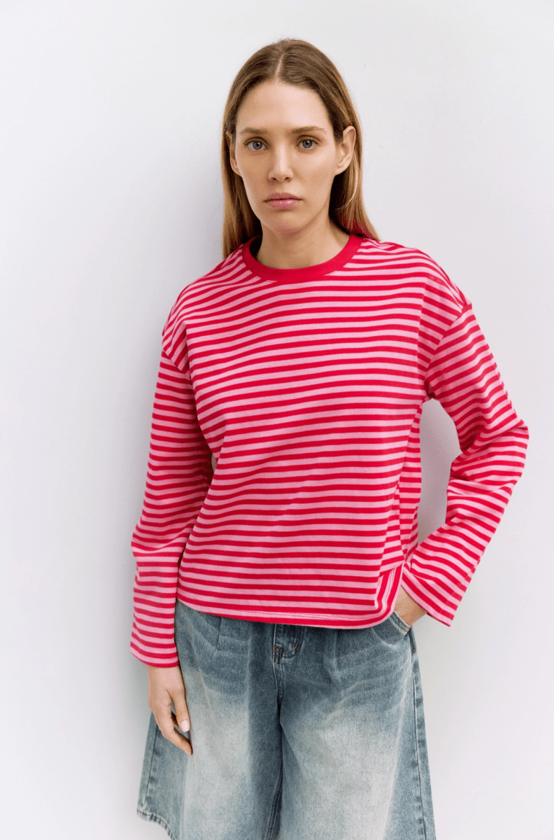 Haut Rayé Callahan All Row Rose et Rouge - Ex - voto