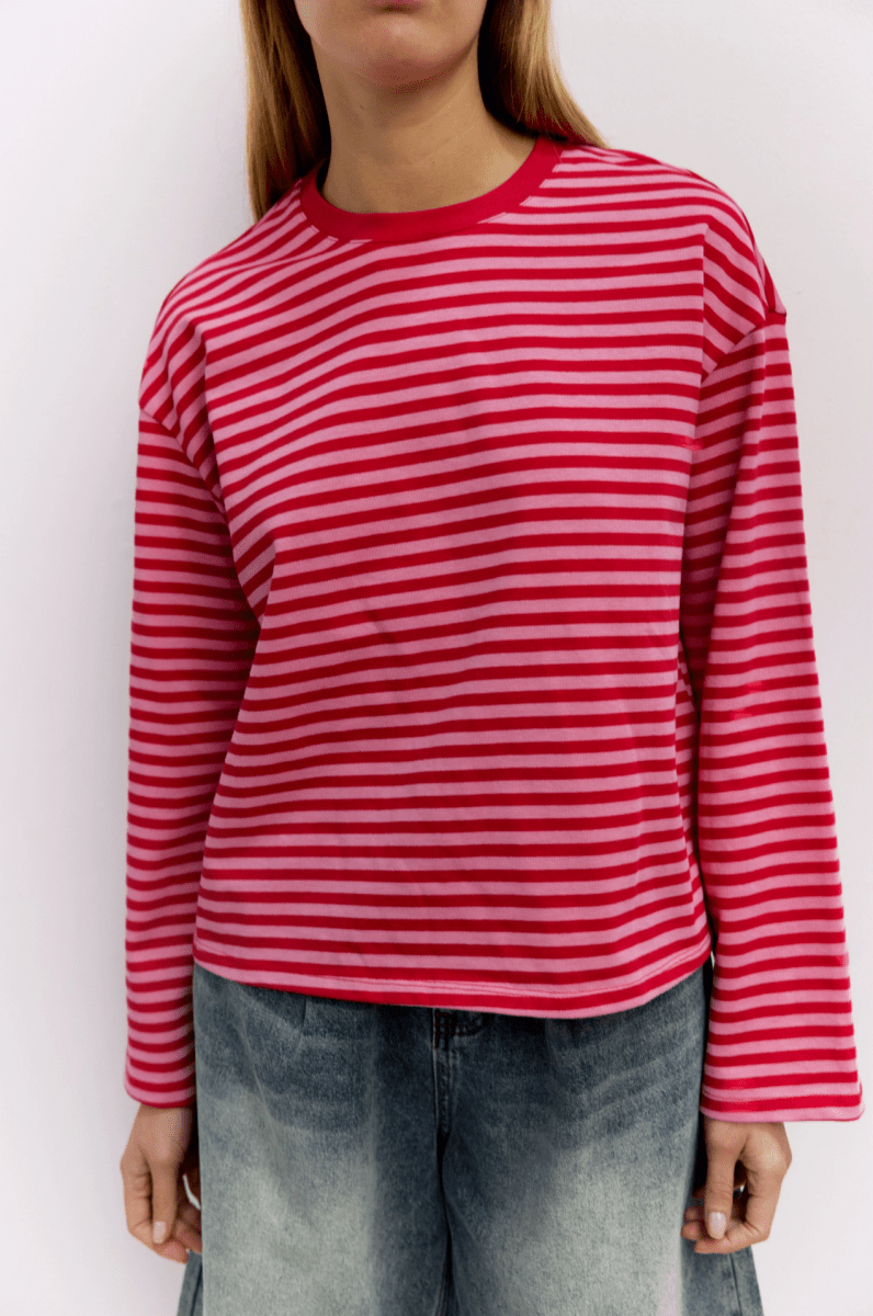 Haut Rayé Callahan All Row Rose et Rouge - Ex - voto