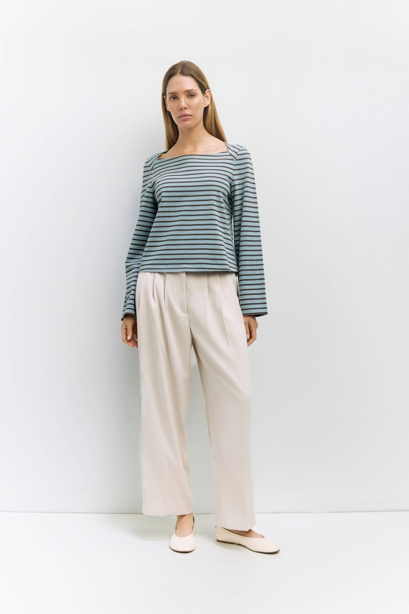 Haut Rayé Joyce Bleu et Brun Mod Ref - Ex - voto