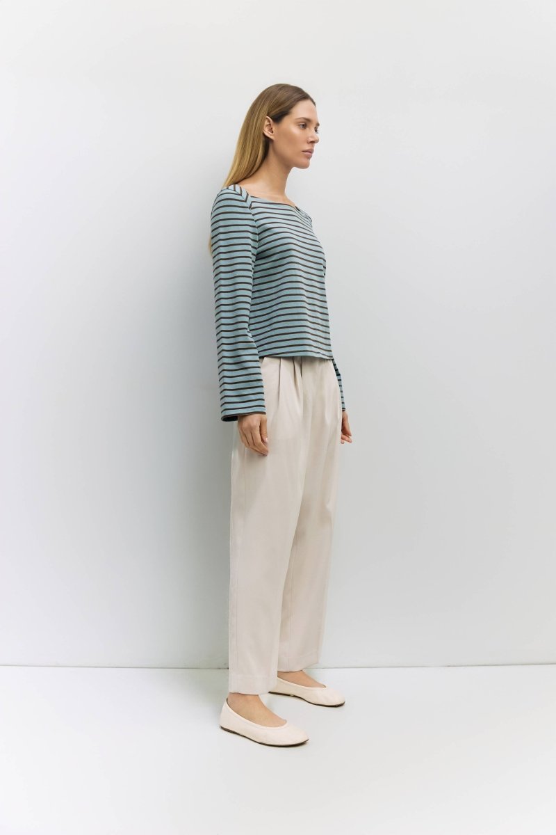 Haut Rayé Joyce Bleu et Brun Mod Ref - Ex - voto