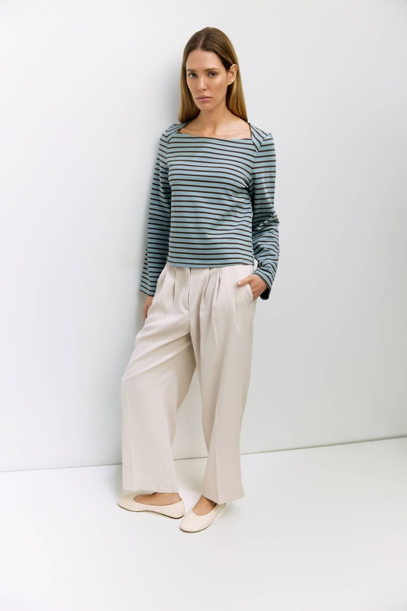 Haut Rayé Joyce Bleu et Brun Mod Ref - Ex - voto