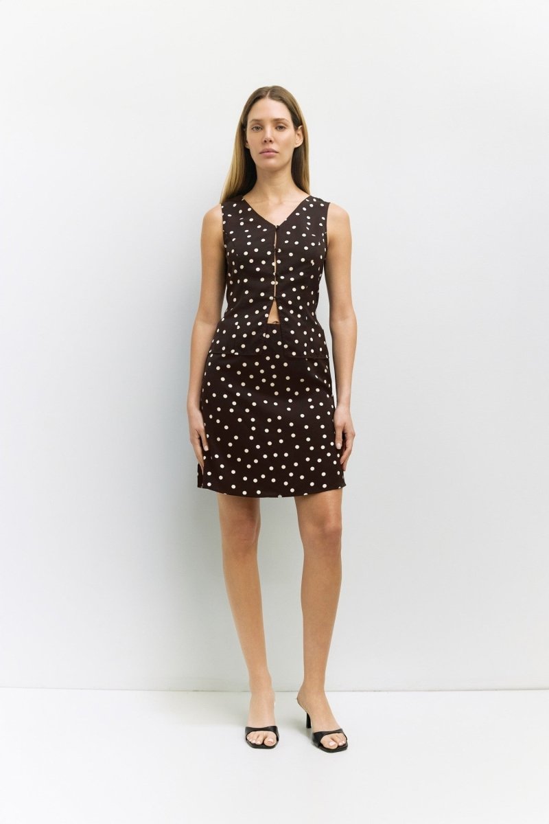 Haut sans Manches Kelly Brun à Pois All Row - Ex - voto