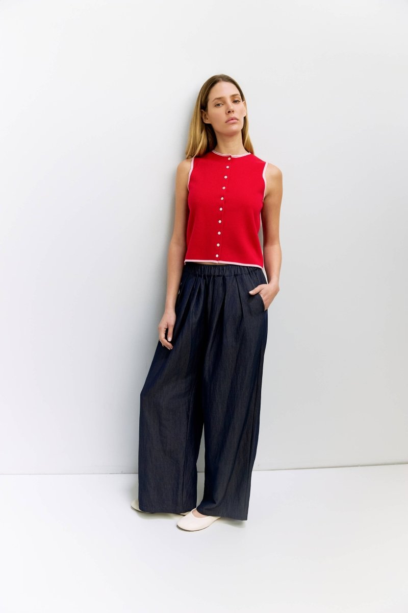 Haut sans Manches Lisa Rouge et Rose All Row - Ex - voto