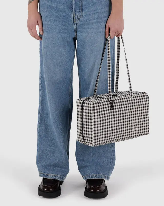 Baggu Gingham Black and White Medium Bowler Bag