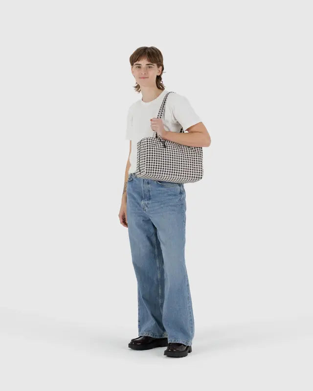 Baggu Gingham Black and White Medium Bowler Bag