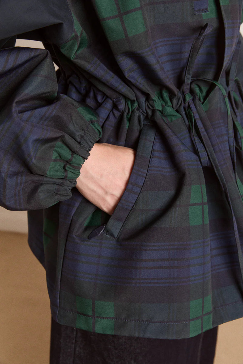 Damson Madder Navy Checked Liu shower resistant raincoat – Ex-voto
