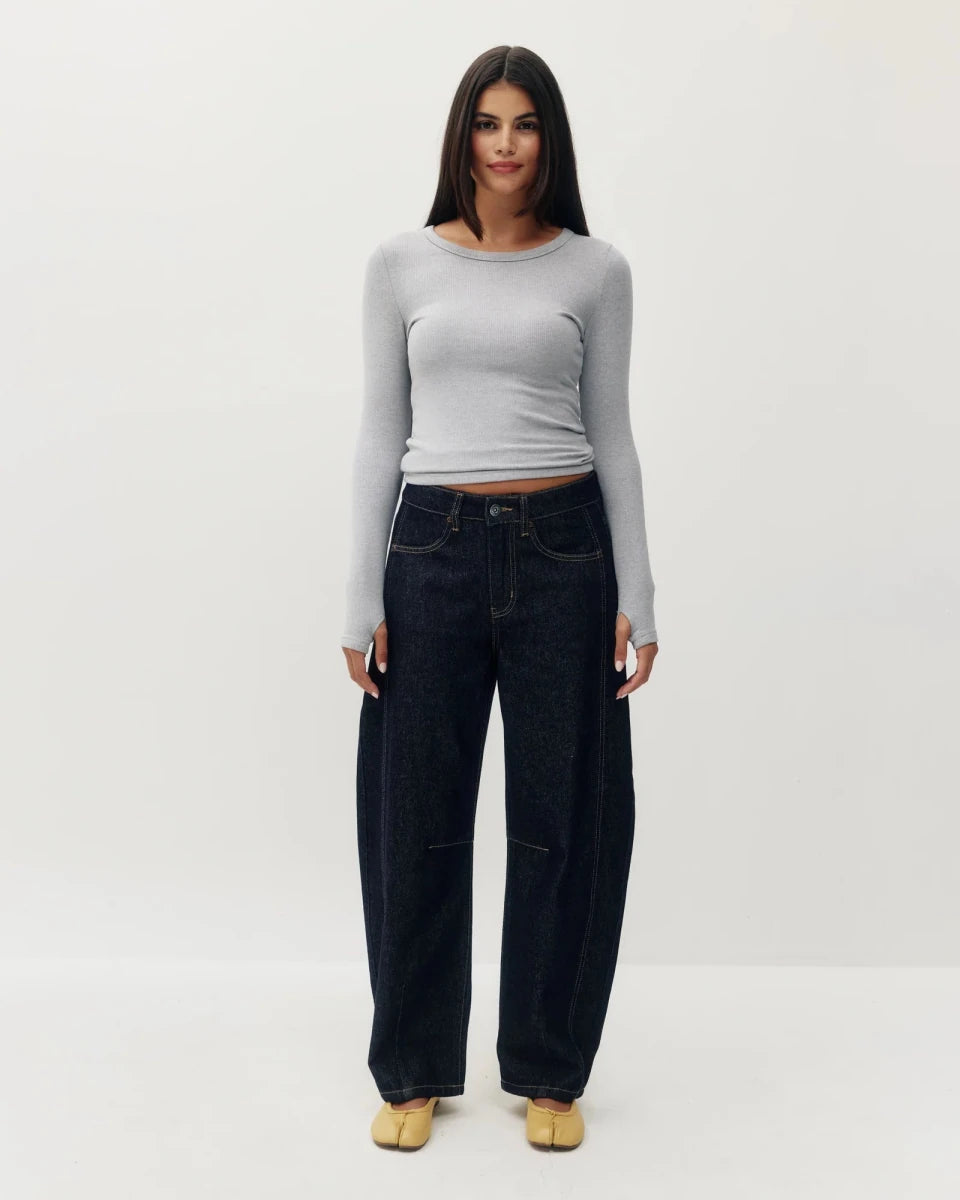 Jeans Barrel Jacqueline Kuwalla Bleu Foncé - Ex-voto