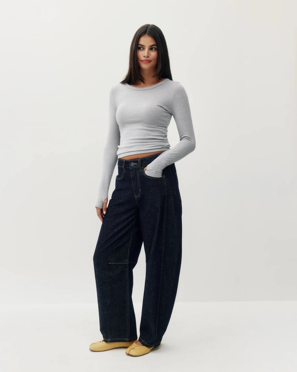 Jeans Barrel Jacqueline Kuwalla Bleu Foncé - Ex-voto