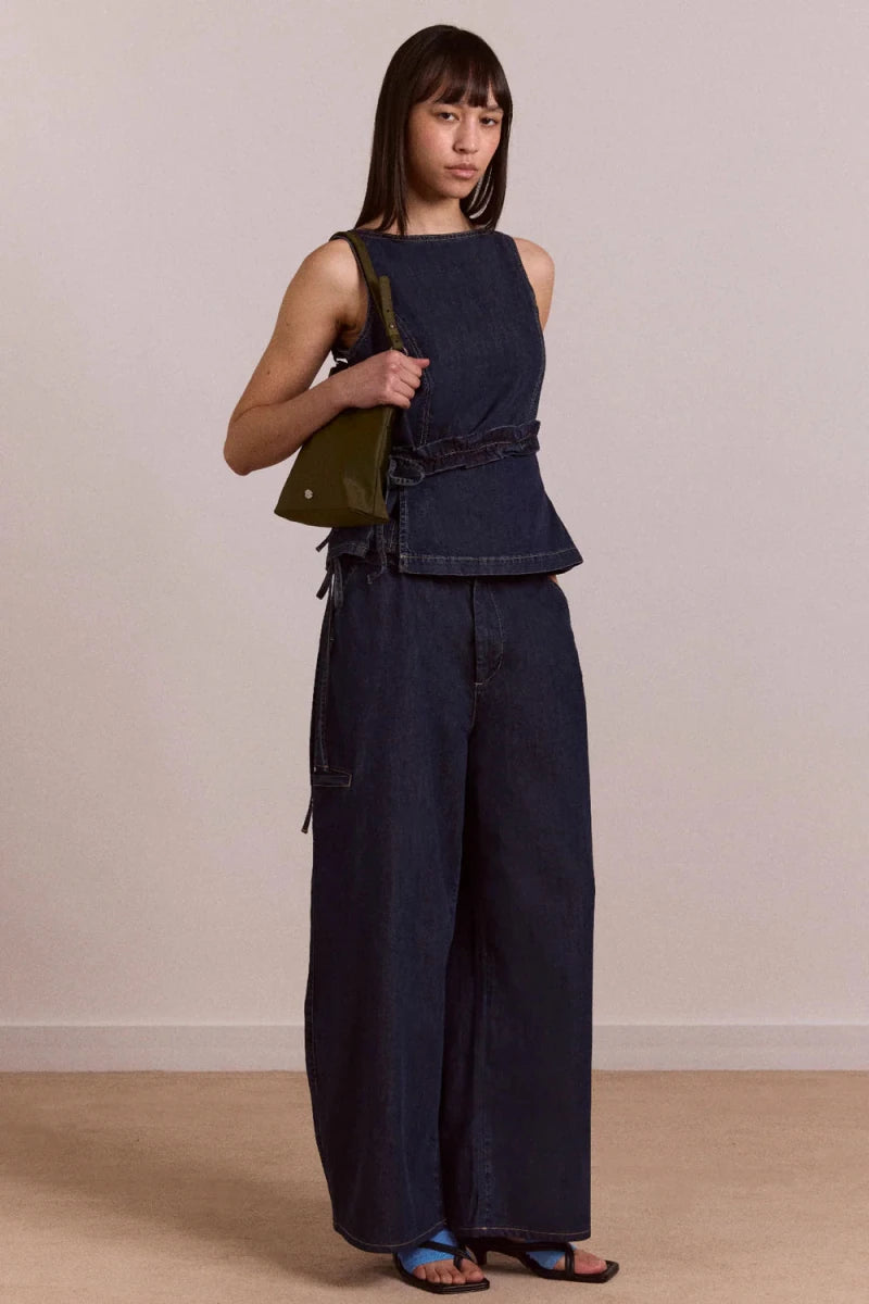 Jeans Droit Augusta Indigo Foncé Damson Madder - Ex - voto