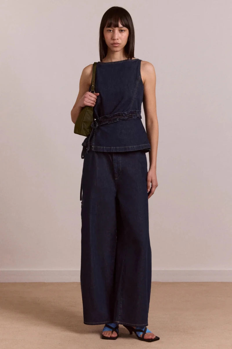 Jeans Droit Augusta Indigo Foncé Damson Madder - Ex - voto